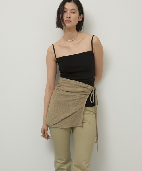 LA PEAU DE GEM(ラポドゥジェム)の「【LA PEAU DE GEM】cotton linen dry mesh apron skirt/コットンリネンドライメッシュエプロンスカート(スカート・レディース・ブラック/ベージュ・FREE)」の13枚目の写真