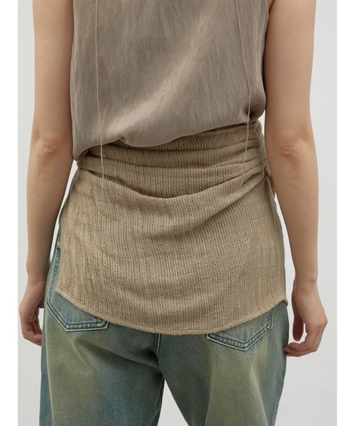 LA PEAU DE GEM(ラポドゥジェム)の「【LA PEAU DE GEM】cotton linen dry mesh apron skirt/コットンリネンドライメッシュエプロンスカート(スカート・レディース・ブラック/ベージュ・FREE)」の6枚目の写真