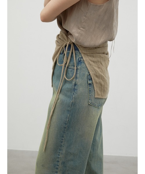 LA PEAU DE GEM(ラポドゥジェム)の「【LA PEAU DE GEM】cotton linen dry mesh apron skirt/コットンリネンドライメッシュエプロンスカート(スカート・レディース・ブラック/ベージュ・FREE)」の7枚目の写真