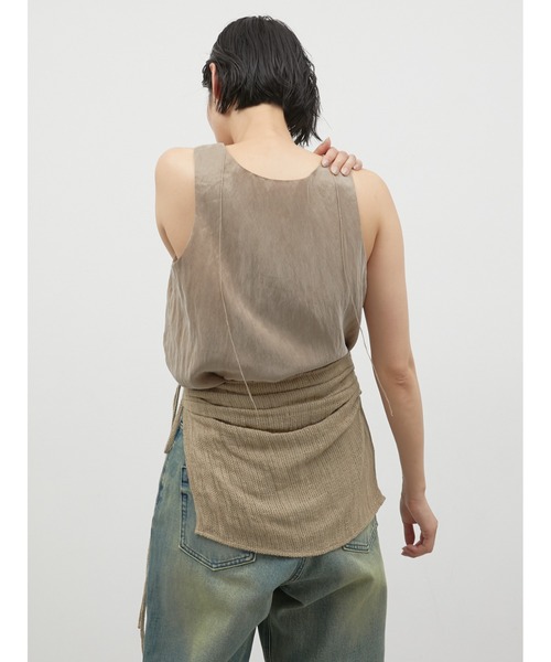 LA PEAU DE GEM(ラポドゥジェム)の「【LA PEAU DE GEM】cotton linen dry mesh apron skirt/コットンリネンドライメッシュエプロンスカート(スカート・レディース・ブラック/ベージュ・FREE)」の9枚目の写真