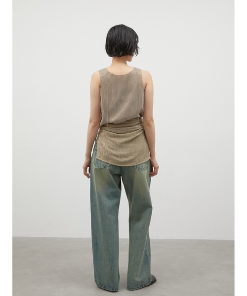 LA PEAU DE GEM(ラポドゥジェム)の「【LA PEAU DE GEM】cotton linen dry mesh apron skirt/コットンリネンドライメッシュエプロンスカート(スカート・レディース・ブラック/ベージュ・FREE)」の11枚目の写真