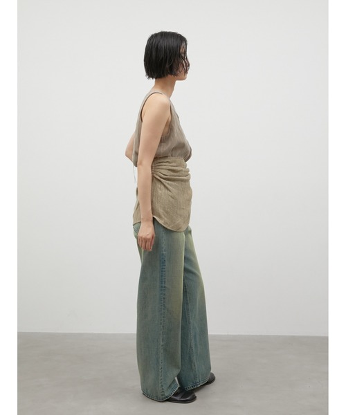 LA PEAU DE GEM(ラポドゥジェム)の「【LA PEAU DE GEM】cotton linen dry mesh apron skirt/コットンリネンドライメッシュエプロンスカート(スカート・レディース・ブラック/ベージュ・FREE)」の12枚目の写真