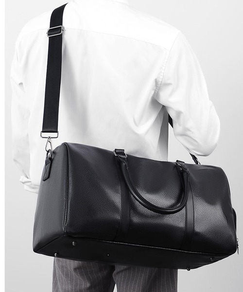 Fun & Daily(ファンアンドデイリー)の「Travel & Training PU Leather Bag(ボストンバッグ・メンズ・ブラウン/ブラック・FREE)」の2枚目の写真