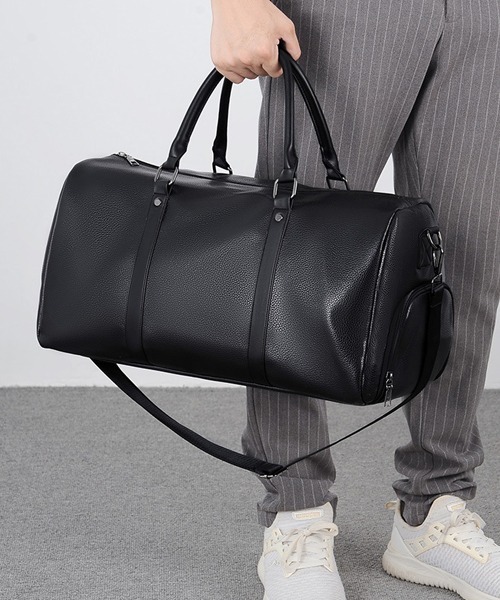 Fun & Daily(ファンアンドデイリー)の「Travel & Training PU Leather Bag(ボストンバッグ・メンズ・ブラウン/ブラック・FREE)」の3枚目の写真