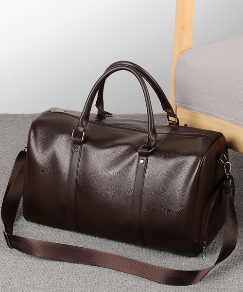 Fun & Daily(ファンアンドデイリー)の「Travel & Training PU Leather Bag(ボストンバッグ・メンズ・ブラウン/ブラック・FREE)」の13枚目の写真