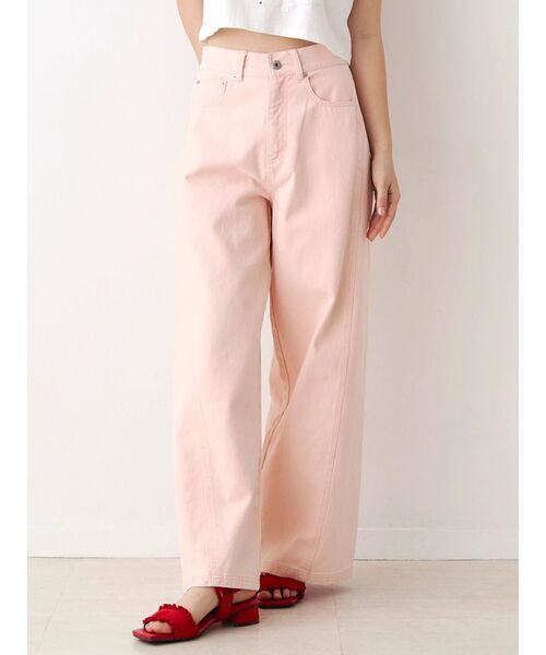 CALNAMUR(カルナムール)の「ワイドシルエットカラーパンツ(デニムパンツ・レディース・ベージュ/ピンク/グリーン・SMALL/MEDIUM)」の1枚目の写真