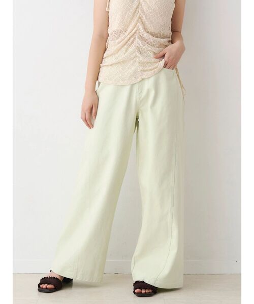 CALNAMUR(カルナムール)の「ワイドシルエットカラーパンツ(デニムパンツ・レディース・ベージュ/ピンク/グリーン・SMALL/MEDIUM)」の3枚目の写真