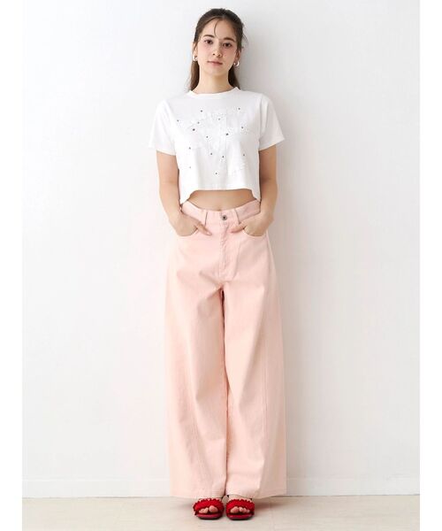 CALNAMUR(カルナムール)の「ワイドシルエットカラーパンツ(デニムパンツ・レディース・ベージュ/ピンク/グリーン・SMALL/MEDIUM)」の4枚目の写真