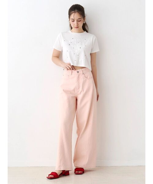 CALNAMUR(カルナムール)の「ワイドシルエットカラーパンツ(デニムパンツ・レディース・ベージュ/ピンク/グリーン・SMALL/MEDIUM)」の5枚目の写真