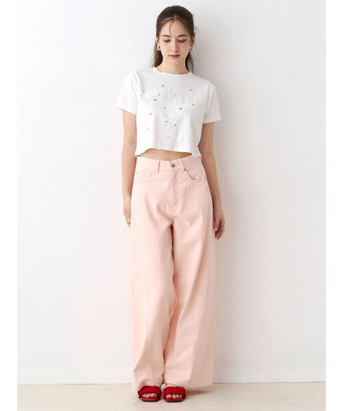CALNAMUR(カルナムール)の「ワイドシルエットカラーパンツ(デニムパンツ・レディース・ベージュ/ピンク/グリーン・SMALL/MEDIUM)」の6枚目の写真