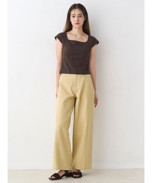 CALNAMUR(カルナムール)の「ワイドシルエットカラーパンツ(デニムパンツ・レディース・ベージュ/ピンク/グリーン・SMALL/MEDIUM)」の9枚目の写真