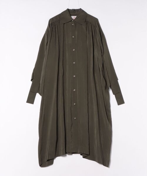 Vivienne Westwood(ヴィヴィアンウエストウッド)の「クリアクリンクルキュプラストリングギャザーシャツワンピース(ワンピース・レディース・グリーン/ブラック・FREE)」の2枚目の写真