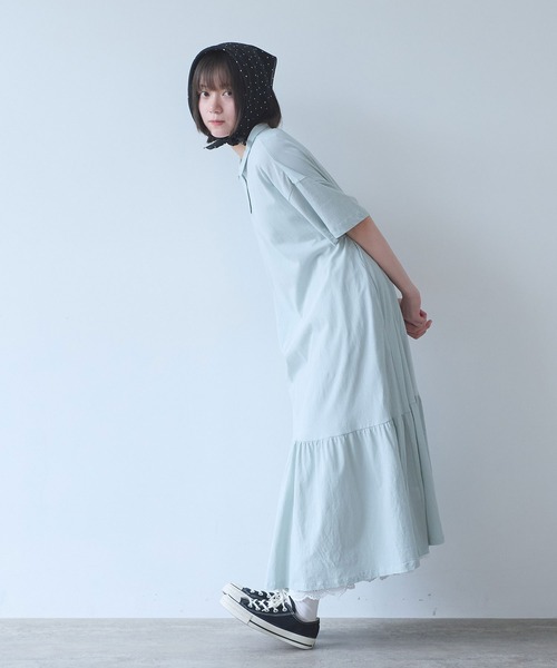 bulle de savon（ビュルデサボン）の「△DEPEND天竺 polo ワンピース（ワンピース・レディース・ネイビー/セージグリーン・FREE）」の10枚目の写真