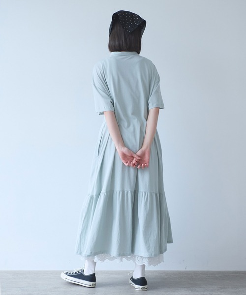 bulle de savon（ビュルデサボン）の「△DEPEND天竺 polo ワンピース（ワンピース・レディース・ネイビー/セージグリーン・FREE）」の11枚目の写真