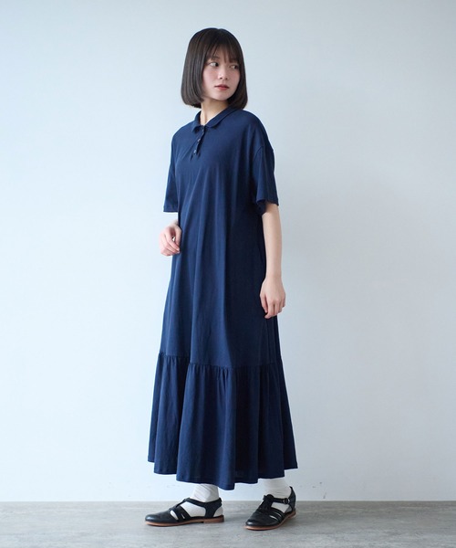 bulle de savon（ビュルデサボン）の「△DEPEND天竺 polo ワンピース（ワンピース・レディース・ネイビー/セージグリーン・FREE）」の15枚目の写真