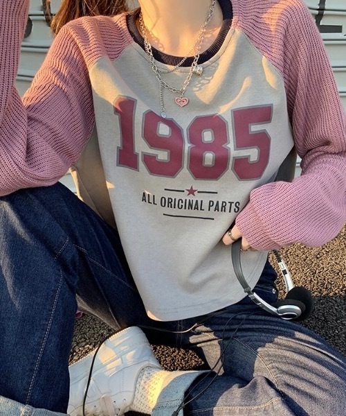 Alvia(アルビア)の「ドッキング 配色Tシャツ(Tシャツ/カットソー・レディース・ピンク/ブラウン・M)」の1枚目の写真