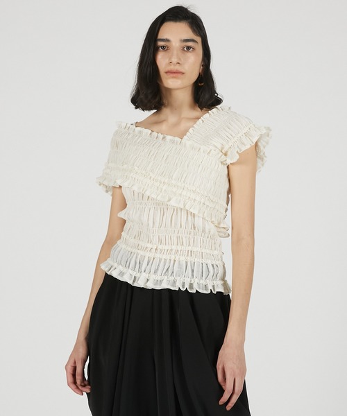 PRANK PROJECT（プランクプロジェクト）の「クレープシャーリングトップス / Crepe Shirring Top（シャツ/ブラウス・レディース・ブラック/アイボリー・FREE）」の15枚目の写真
