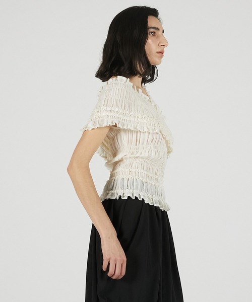 PRANK PROJECT（プランクプロジェクト）の「クレープシャーリングトップス / Crepe Shirring Top（シャツ/ブラウス・レディース・ブラック/アイボリー・FREE）」の18枚目の写真