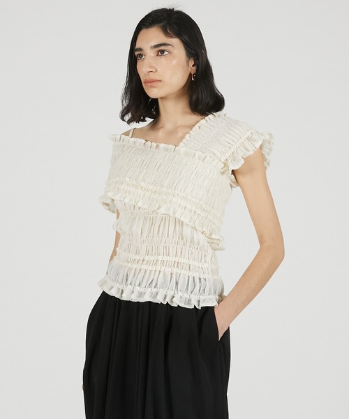 PRANK PROJECT（プランクプロジェクト）の「クレープシャーリングトップス / Crepe Shirring Top（シャツ/ブラウス・レディース・ブラック/アイボリー・FREE）」の16枚目の写真