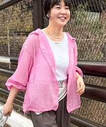 ボイルシャンブレーフード付きブラウス