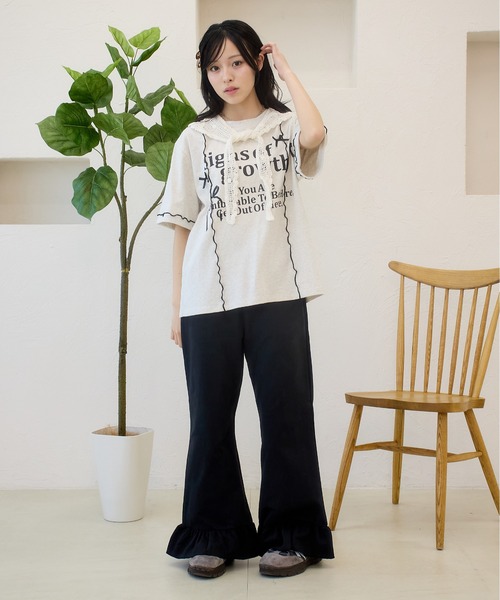 kutir（クティール）の「フリルフレアパンツ（その他パンツ・レディース・アイボリー/ブラック/インディゴブルー/ライトインディゴブルー・SMALL/MEDIUM）」の14枚目の写真