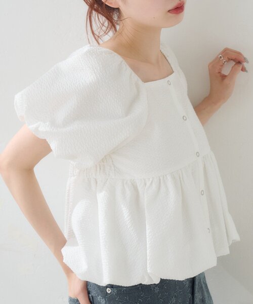 Kastane(カスタネ)の「【一部店舗限定/前後2WAY】バルーンブラウス(シャツ/ブラウス・レディース・オフホワイト/ブラック/ホワイト系その他・FREE)」の10枚目の写真