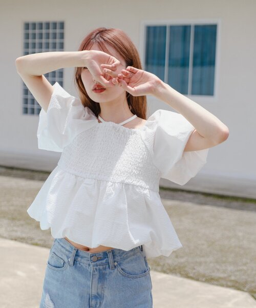 Kastane(カスタネ)の「【一部店舗限定/前後2WAY】バルーンブラウス(シャツ/ブラウス・レディース・オフホワイト/ブラック/ホワイト系その他・FREE)」の4枚目の写真