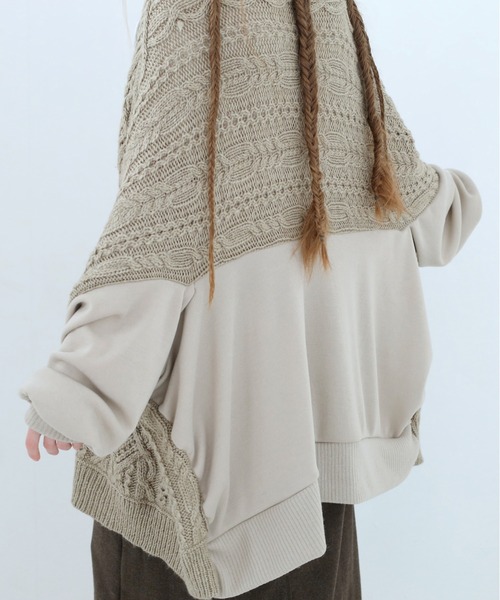 BEDSIDEDRAMA（ベットサイドドラマ）の「Knit Throw Coadigan（カーディガン/ボレロ・レディース・ブラック/ベージュ・1）」の4枚目の写真