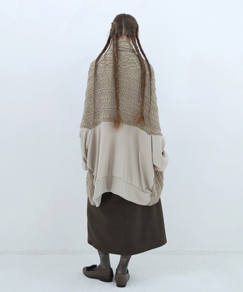 BEDSIDEDRAMA（ベットサイドドラマ）の「Knit Throw Coadigan（カーディガン/ボレロ・レディース・ブラック/ベージュ・1）」の7枚目の写真
