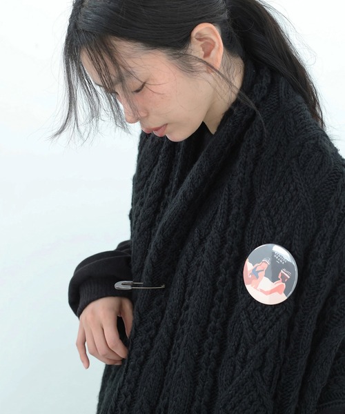 BEDSIDEDRAMA（ベットサイドドラマ）の「Knit Throw Coadigan（カーディガン/ボレロ・レディース・ブラック/ベージュ・1）」の9枚目の写真