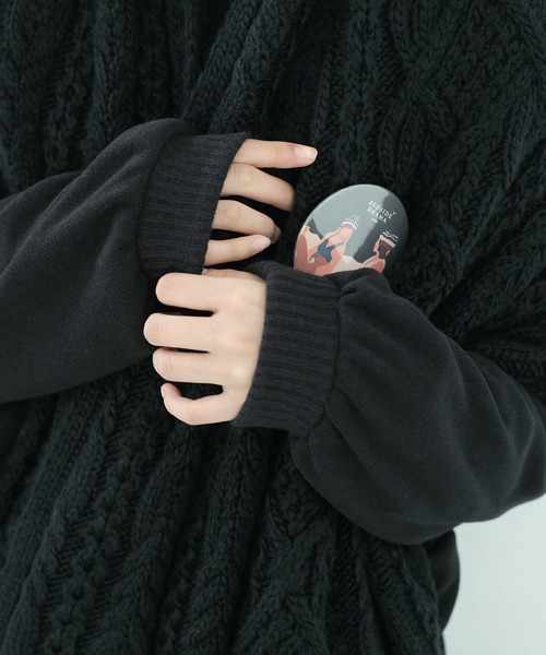 BEDSIDEDRAMA（ベットサイドドラマ）の「Knit Throw Coadigan（カーディガン/ボレロ・レディース・ブラック/ベージュ・1）」の10枚目の写真