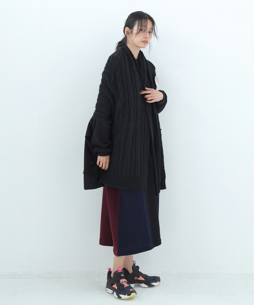 BEDSIDEDRAMA（ベットサイドドラマ）の「Knit Throw Coadigan（カーディガン/ボレロ・レディース・ブラック/ベージュ・1）」の11枚目の写真