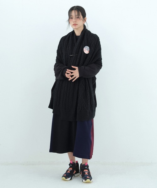 BEDSIDEDRAMA（ベットサイドドラマ）の「Knit Throw Coadigan（カーディガン/ボレロ・レディース・ブラック/ベージュ・1）」の13枚目の写真