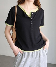tiptop | [新色追加]配色シアー×ヘンリーネックレイヤードT(Tシャツ/カットソー)