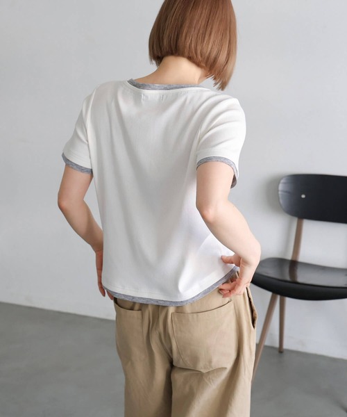 tiptop（ティップトップ）の「[新色追加]配色シアー×ヘンリーネックレイヤードT（Tシャツ/カットソー・レディース・ブラック/オフホワイト/チャコールグレー/ブラウン/グレー系その他・FREE）」の12枚目の写真