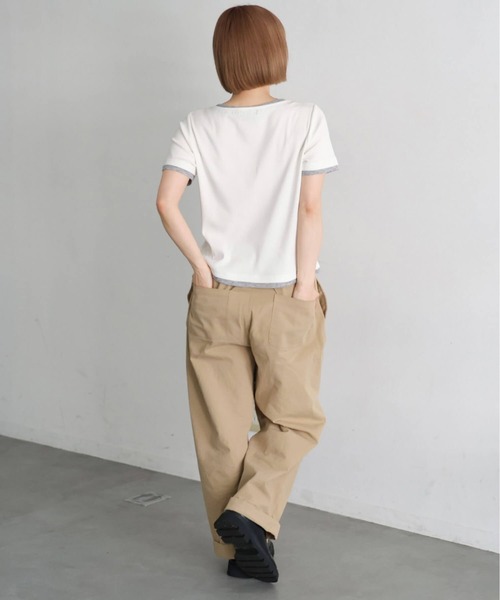 tiptop（ティップトップ）の「[新色追加]配色シアー×ヘンリーネックレイヤードT（Tシャツ/カットソー・レディース・ブラック/オフホワイト/チャコールグレー/ブラウン/グレー系その他・FREE）」の13枚目の写真