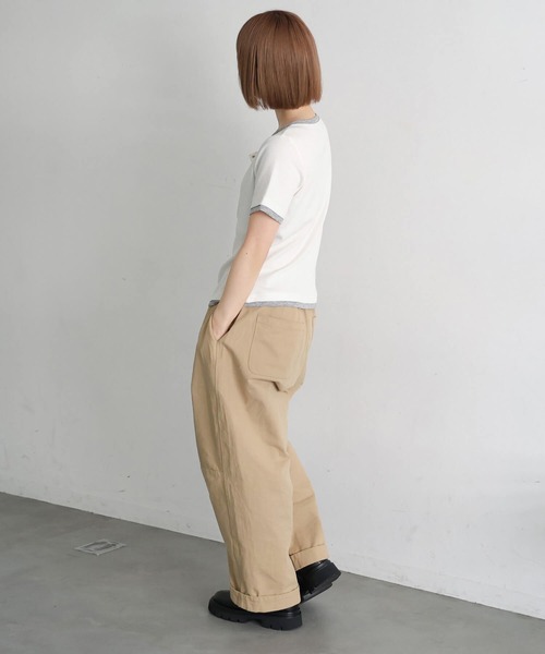tiptop（ティップトップ）の「[新色追加]配色シアー×ヘンリーネックレイヤードT（Tシャツ/カットソー・レディース・ブラック/オフホワイト/チャコールグレー/ブラウン/グレー系その他・FREE）」の14枚目の写真