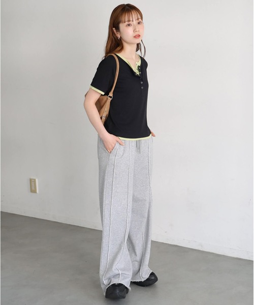 tiptop（ティップトップ）の「[新色追加]配色シアー×ヘンリーネックレイヤードT（Tシャツ/カットソー・レディース・ブラック/オフホワイト/チャコールグレー/ブラウン/グレー系その他・FREE）」の21枚目の写真