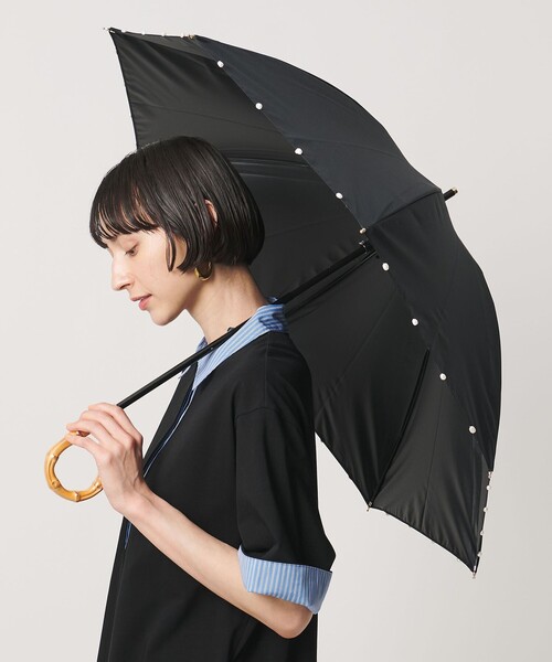 UNITED ARROWS（ユナイテッドアローズ）の「無地×淡水パール 晴雨兼用 長傘（長傘・レディース・ブラック/ベージュ・FREE）」の3枚目の写真