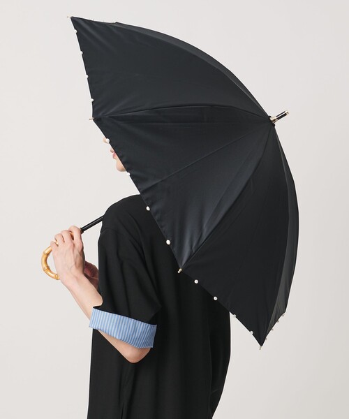 UNITED ARROWS（ユナイテッドアローズ）の「無地×淡水パール 晴雨兼用 長傘（長傘・レディース・ブラック/ベージュ・FREE）」の5枚目の写真