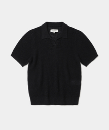 hairy polo s/s knit(womens) black