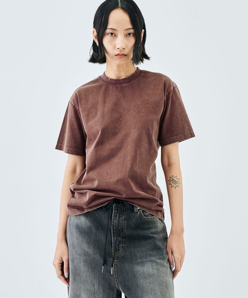 EDITION(エディション)の「コットンガーメントダイ ショートスリーブプルオーバー(Tシャツ/カットソー・レディース・ブラック/レッド系その他・FREE)」の4枚目の写真