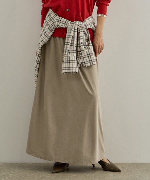 SALON adam et rope'(サロン アダム エ ロペ)の「キュプラジャージーイージースカート(スカート・レディース・ブラック/ベージュ・FREE)」の1枚目の写真