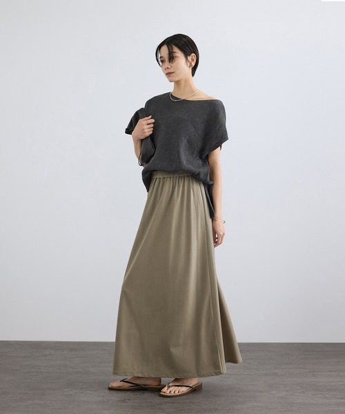 SALON adam et rope'(サロン アダム エ ロペ)の「キュプラジャージーイージースカート(スカート・レディース・ブラック/ベージュ・FREE)」の5枚目の写真