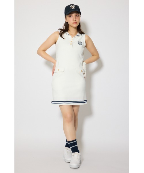 RIENDA GOLF（リエンダゴルフ）の「【RIENDA GOLF 一部店舗・WEB限定】セーラーカラーカットワンピース（ワンピース・レディース・ホワイト/ネイビー・MEDIUM/SMALL）」の3枚目の写真