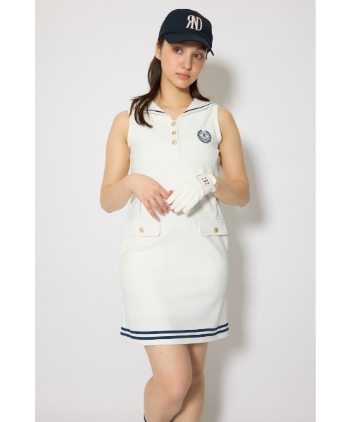 RIENDA GOLF（リエンダゴルフ）の「【RIENDA GOLF 一部店舗・WEB限定】セーラーカラーカットワンピース（ワンピース・レディース・ホワイト/ネイビー・MEDIUM/SMALL）」の5枚目の写真