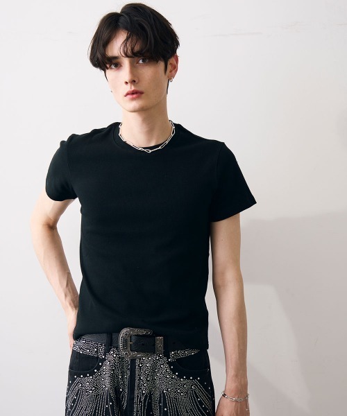 Shoowtime(ショウタイム)の「Cropped tight T-shirt / クロップドタイトTシャツ(Tシャツ/カットソー・メンズ・ホワイト/ブラック・MEDIUM/LARGE/X-LARGE)」の12枚目の写真