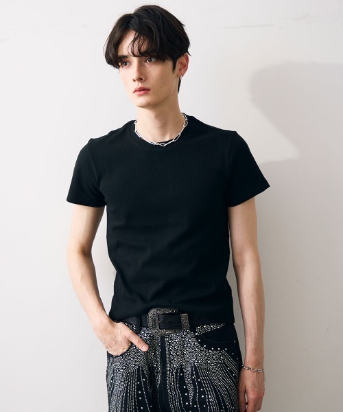 Shoowtime(ショウタイム)の「Cropped tight T-shirt / クロップドタイトTシャツ(Tシャツ/カットソー・メンズ・ホワイト/ブラック・MEDIUM/LARGE/X-LARGE)」の14枚目の写真