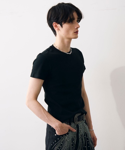 Shoowtime(ショウタイム)の「Cropped tight T-shirt / クロップドタイトTシャツ(Tシャツ/カットソー・メンズ・ホワイト/ブラック・MEDIUM/LARGE/X-LARGE)」の16枚目の写真