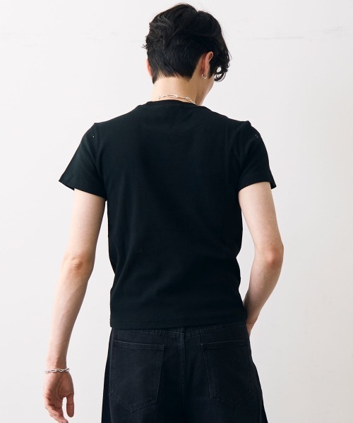 Shoowtime(ショウタイム)の「Cropped tight T-shirt / クロップドタイトTシャツ(Tシャツ/カットソー・メンズ・ホワイト/ブラック・MEDIUM/LARGE/X-LARGE)」の19枚目の写真